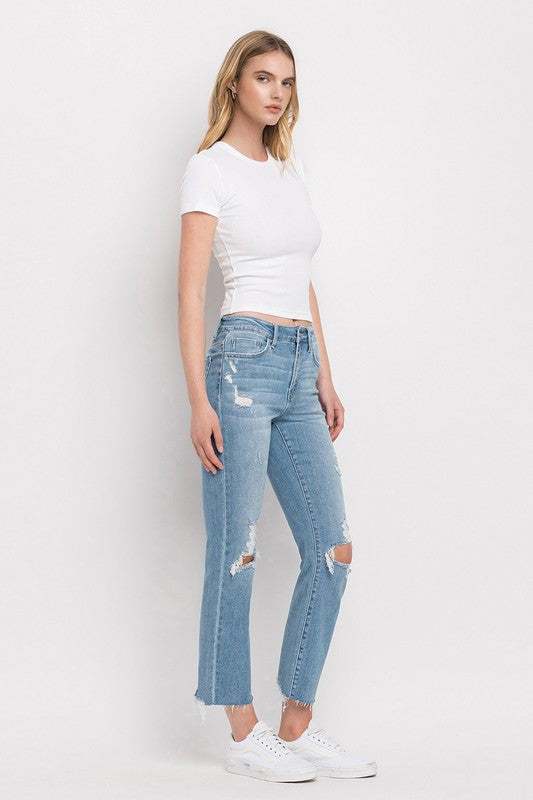 Flying monkey High Rise Distressed Cropped Straight Jeans