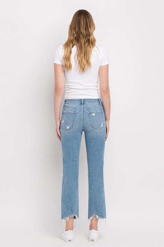 Flying monkey High Rise Distressed Cropped Straight Jeans