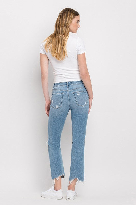 Flying monkey High Rise Distressed Cropped Straight Jeans