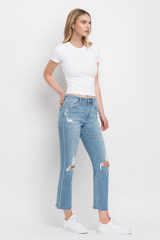 Flying monkey High Rise Distressed Cropped Straight Jeans